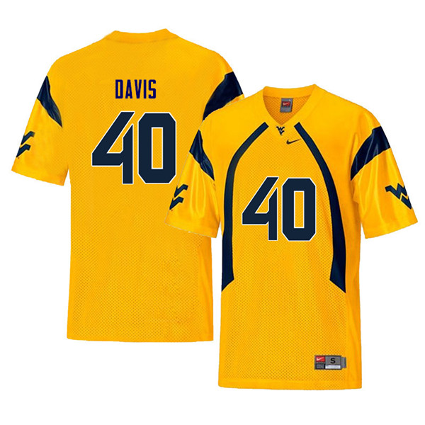 NCAA Men's Fontez Davis West Virginia Mountaineers Yellow #40 Nike Stitched Football College Retro Authentic Jersey IT23R25BU